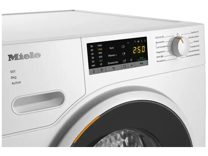 MIELE WWA120 WCS 8kg Active W1 White Edition Waschmaschine (8 kg, 1400 U/Min., A, Flusenfilter, Fremdkörperfilter)