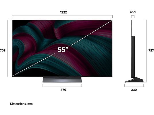 LG OLED55C57LA OLED evo TV (Flat, 55 Zoll / 139 cm, OLED 4K, SMART TV)