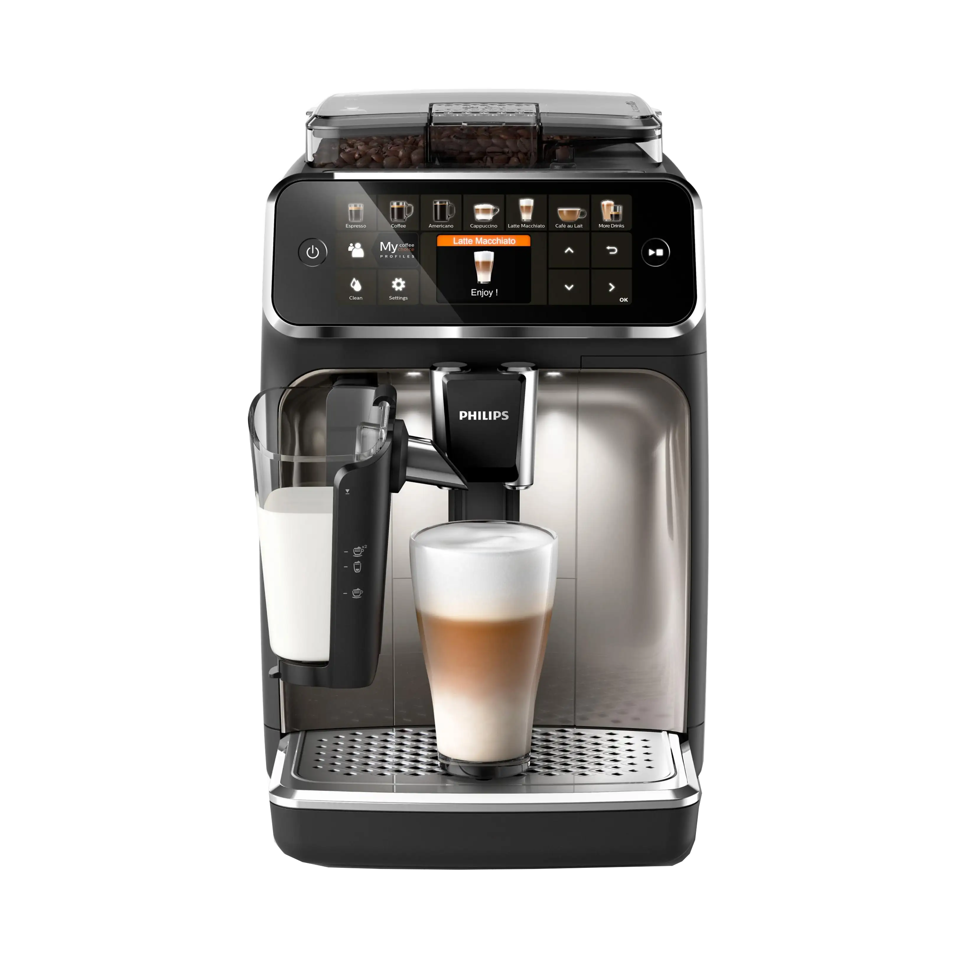 PHILIPS EP5447/90 Serie 5400 LatteGo 11 Kaffeespezialitäten Kaffeevollautomat Schwarz/Chrom