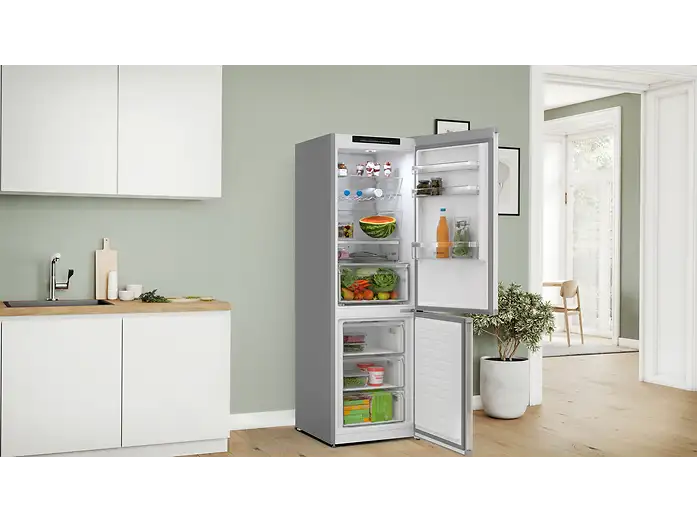 BOSCH KGN362LAF Serie 4 Kühlgefrierkombination (A, 321 l, 1860 mm hoch, Metall-Optik)