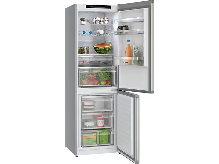 BOSCH KGN362LAF Serie 4 Kühlgefrierkombination (A, 321 l, 1860 mm hoch, Metall-Optik)